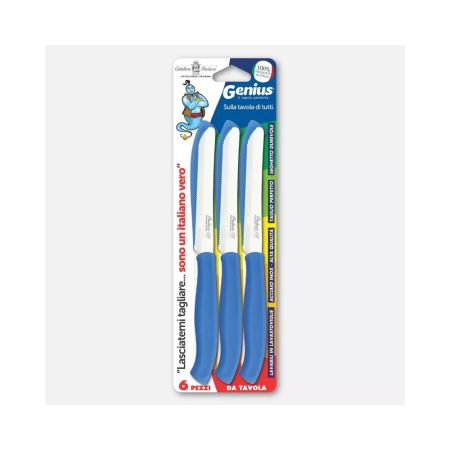 Set 6 coltelli da tavola - manici blu