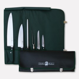 Roll-up set for chef with 5 forged knives and 1 sharpening steel