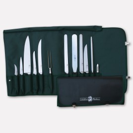 Roll-up set for chef with 11 forged knives and 1 sharpening steel