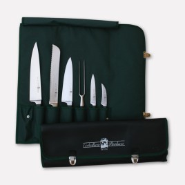 Borsello avvolgibile per cuoco con 6 coltelli forgiati