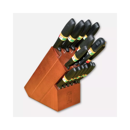Ceppo in legno con 14 coltelli della linea L'Originale Migliore