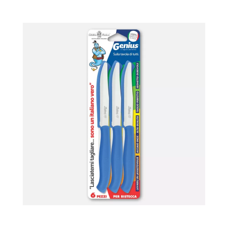 Set 6 coltelli per bistecca - manici blu