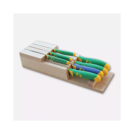 Ceppo in legno di faggio per cassetto con 7 coltelli della linea Imperiale