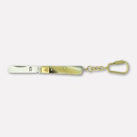 Razor-shaped penknife with pendant, imitation horn handle - cm. 11