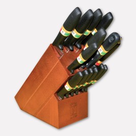 14 pcs. s/steel knives set with wooden block