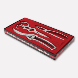 Stainless steel kitchen scissors, poultry shears and nutcracker in gift box