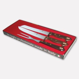 Confezione 3 coltelli per la cucina, manici in legno