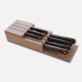 Ceppo in legno per cassetto con 7 coltelli della linea L'intramontabile