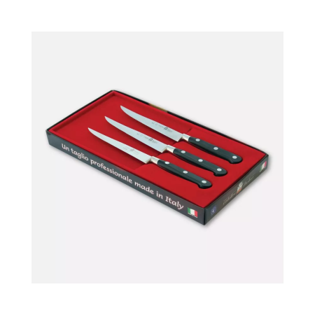 Set of 3 forged steak knives with smooth stainless