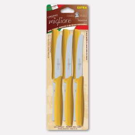 6 pcs. table knives, yellow PP handles