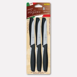 6 pcs. steak knives, black PP handles