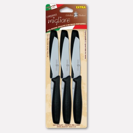 6 pcs. pizza knives, black PP handles
