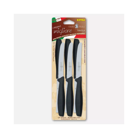 Set of 6 table knives with black handles