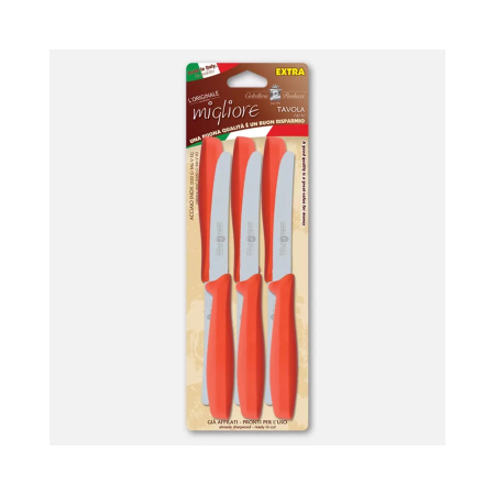 Set of 6 table knives, orange handles