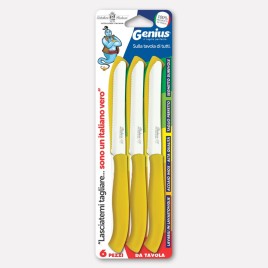 Set 6 coltelli da tavola - manici gialli