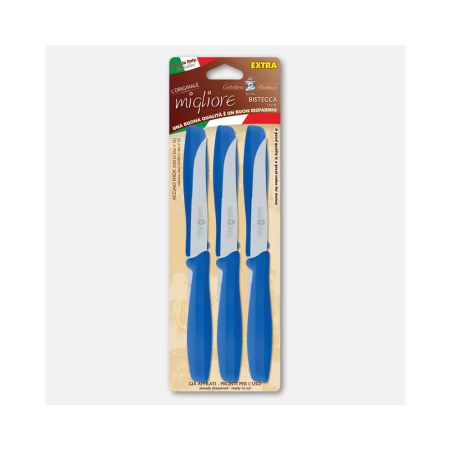 Set 6 coltelli per bistecca, manici blu