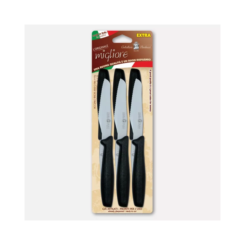 Set of 6 pizza knives with black handles
