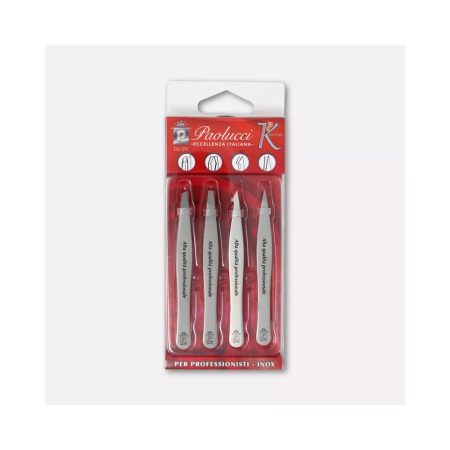 Set of 4 professional stainless steel tweezers