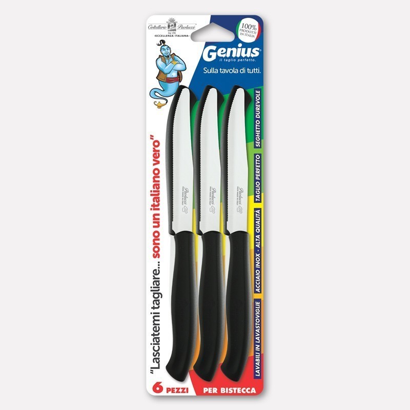 Set of 6 steak knives - black handles