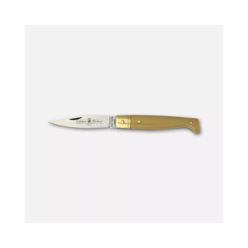 Coltello pattada, con molla, manico in finto montone - cm. 16