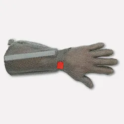 Stainless steel 5-finger cut-resistant glove with forearm protection and hook - Size L
