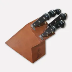 Beechwood knife block with 6 forged knives