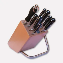 Beechwood knife block with 8 forged knives
