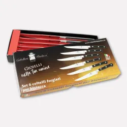 Set of 6 forged steak knives with smooth blades