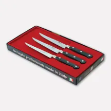 Set of 3 forged steak knives with smooth stainless