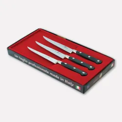 Set of 3 forged steak knives with smooth stainless