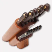 Ceppo in legno con 12 coltelli della linea L'intramontabile