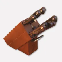 Ceppo in legno con 9 coltelli e 1 forbice della linea L'intramontabile