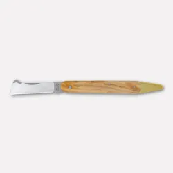 Professional grafting knife with spatula, olive wood handle – 19 cm