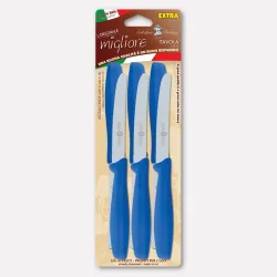 Set of 6 table knives with blue handles