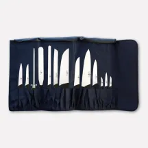 Roll-up chef's knife roll with 13 knives from the Millennium3 line