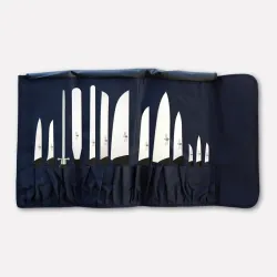 Roll-up chef's knife roll with 13 knives from the Millennium3 line