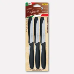 Set of 6 steak knives with black handles