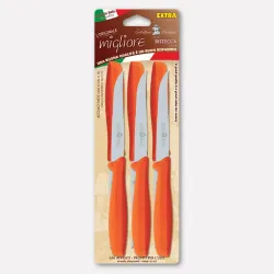 Set of 6 steak knives with orange handles